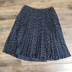 Talbots Woman Polka Dot Pleated Blue and White Midi Skirt Plus Size 14W